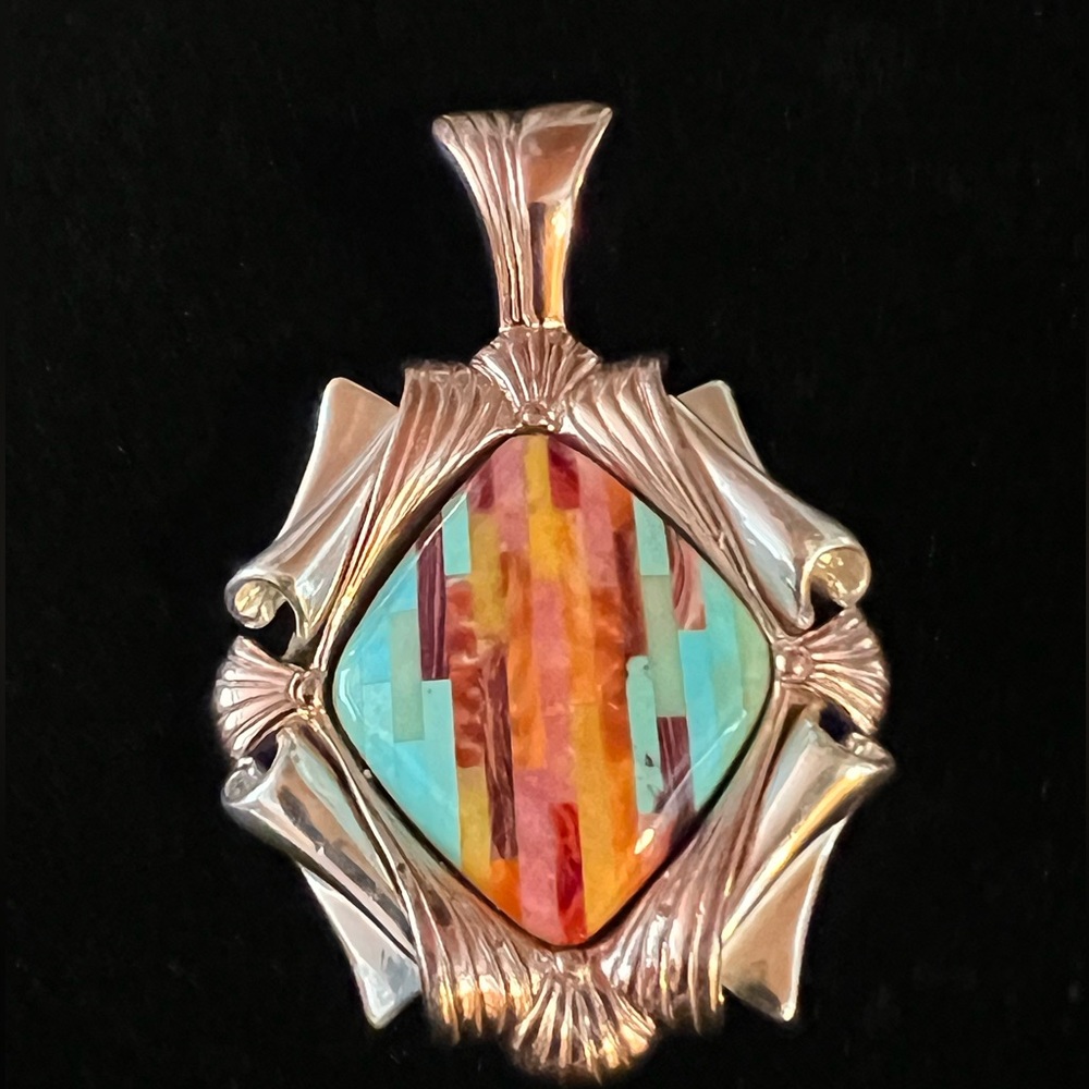 Native American SWest Themed Carolyn Pollack Relios Sterling Copper Pendant